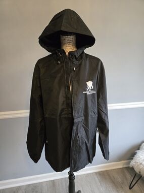 Black Hooded Windbreaker Jacket